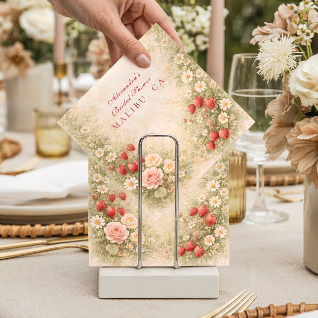 Serviette En Papier Mariage Blush Jardin de Fraises (Créateur téléchargé)