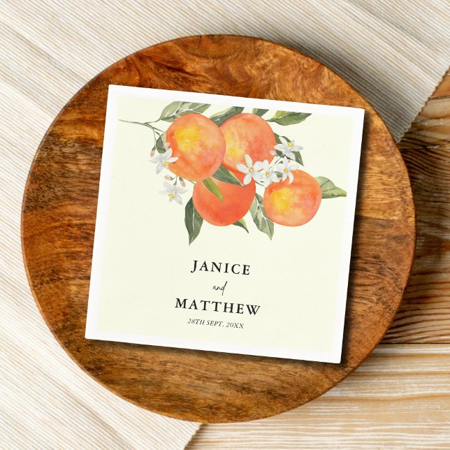 Serviette En Papier Mariage Bohème Abstrait Esquisse Jardin Orange (Boho abstract orange wedding napkins add warm, artistic charm to your table setting.)