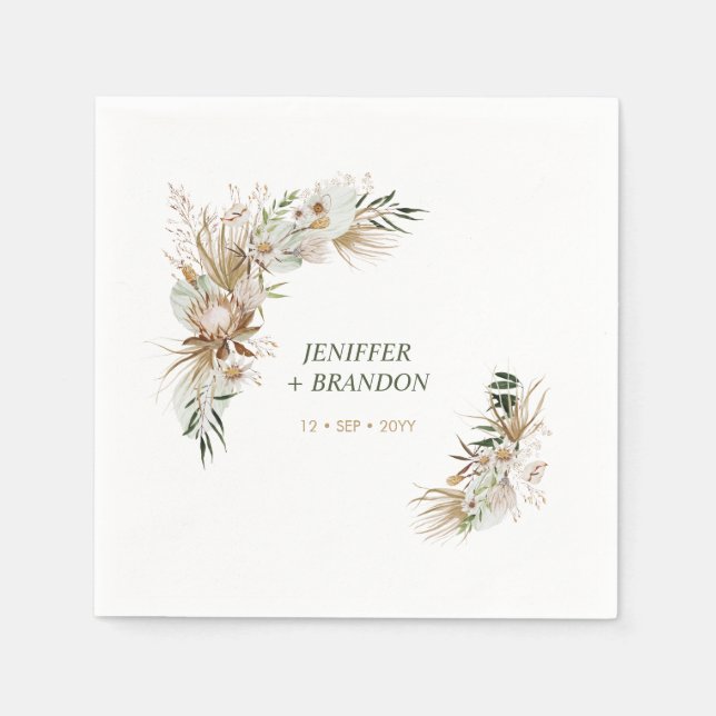 Serviette En Papier Mariage Bohème Bohème, serviettes (Devant)