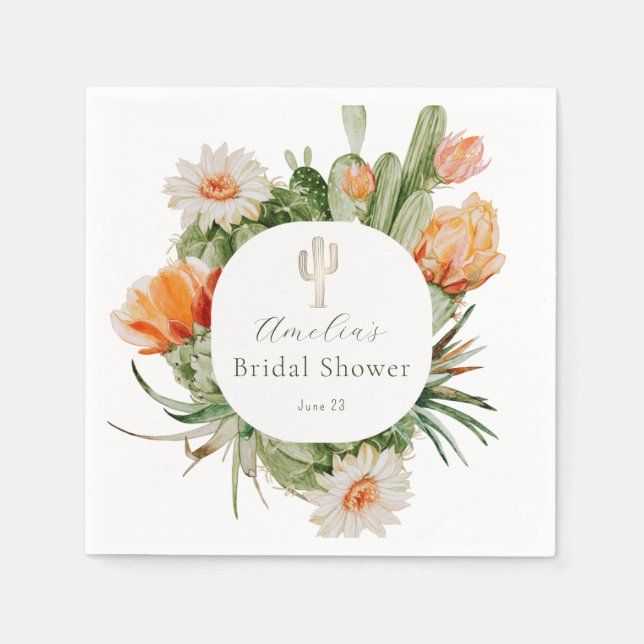 Serviette En Papier Mariage Bohème Cactus (Devant)