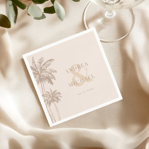 Serviette En Papier Mariage Bohème d'automne aux palmiers et à l'esper