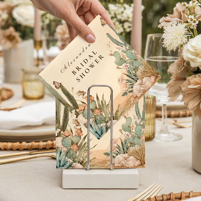 Serviette En Papier Mariage Bohème Désert Cactus (Créateur téléchargé)