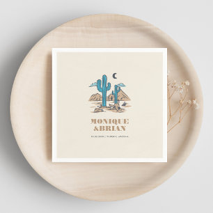 Serviette En Papier Mariage Bohème Désert Cactus Rétro Phoenix Arizona