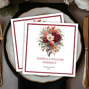 Serviette En Papier Mariage Bohème Floral Automnal Eucalyptus de Marsa
