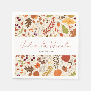 Serviette En Papier Mariage Bohème Floral Rustique Automne Chute de Ma