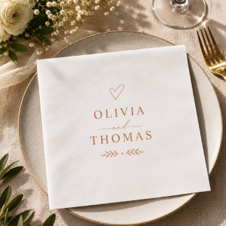 Serviette En Papier Mariage Bohème Minimaliste Terracotta