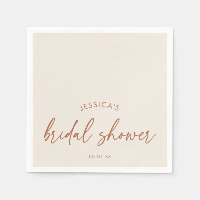Serviette En Papier Mariage Bohème Moderne Beige (Devant)