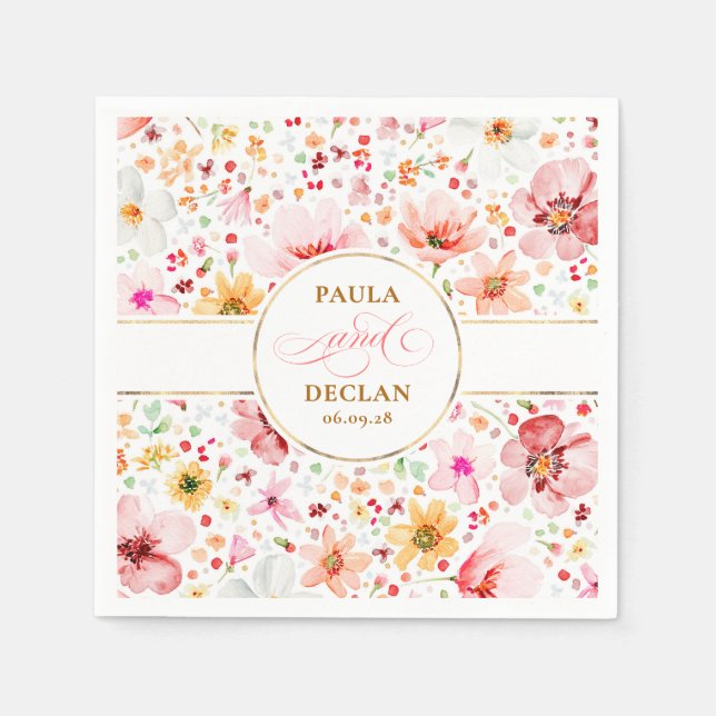 Serviette En Papier Mariage Boho Elégant Fleur sauvage (Devant)