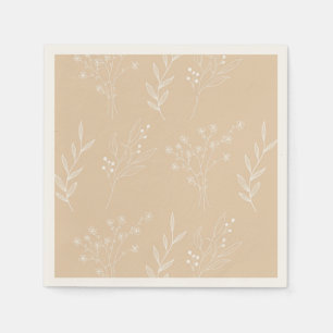 Serviette En Papier Mariage Boho Floral Blanc Beige Corner