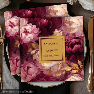 Serviette En Papier Mariage Boho moderne Blush Bourgogne Or