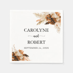 Serviette En Papier Mariage Boho Pampas Grass Bohême