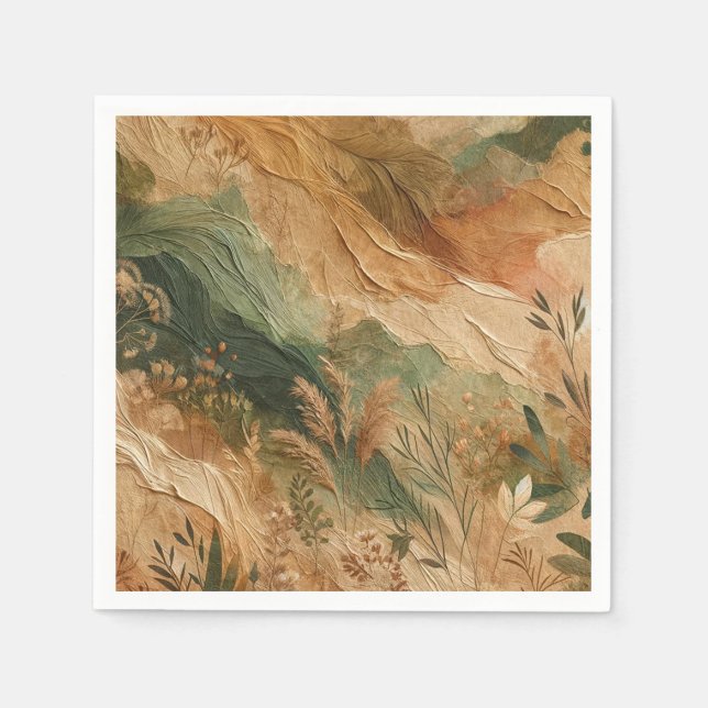 Serviette En Papier Mariage Boho Peach Peach Peach (Devant)