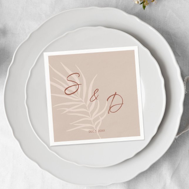 Serviette En Papier Mariage Boho personnalisé (Monogrammed Boho Terracotta Napkins)