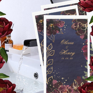 Serviette En Papier Mariage Bordeaux Marine 