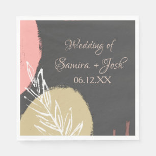 Serviette En Papier Mariage botanique Abstrait Toné à la main