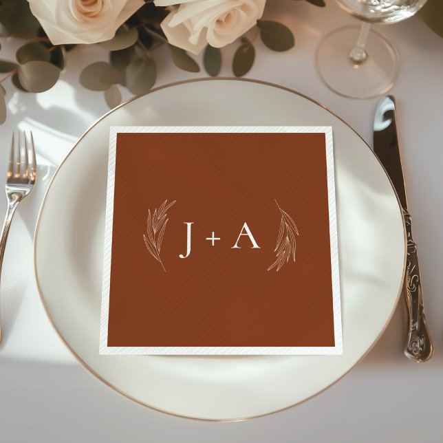 Serviette En Papier Mariage Botanique Chic Rustique Moderne Monogramme (Créateur téléchargé)