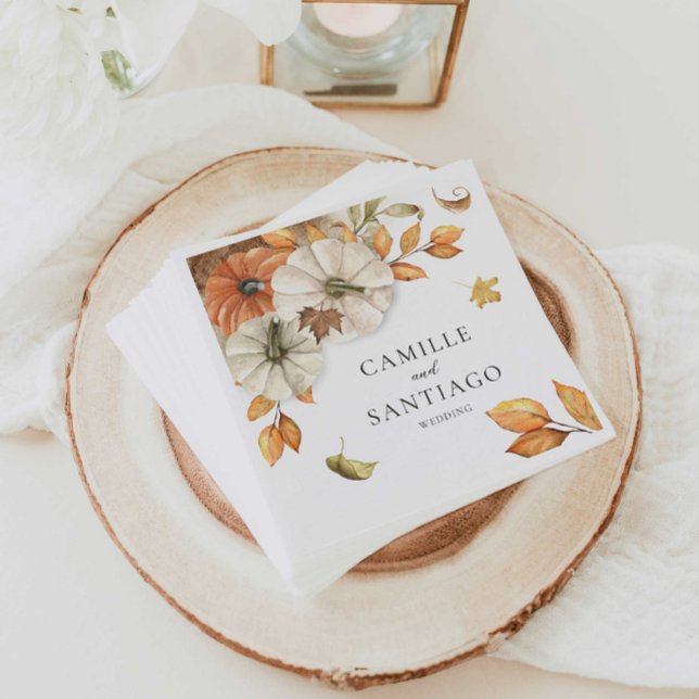 Serviette En Papier Mariage botanique d'automne personnalisé (Fall Botanical Wedding Personalized Wedding Paper Napkins)