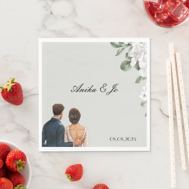 Serviette En Papier Mariage botanique floral (En situation)