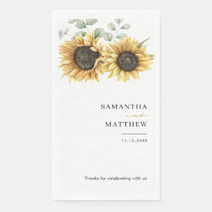 Serviette En Papier Mariage Botanique Floral Tournesol