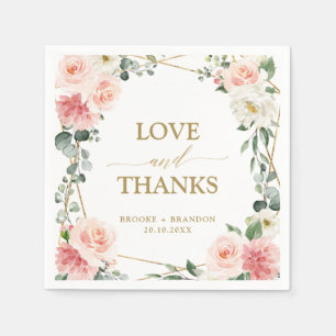 Serviette En Papier Mariage botanique géométrique rose pâle