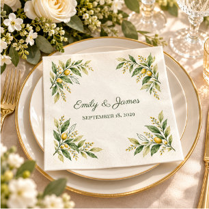 Serviette En Papier Mariage Botanique Moderne au Citron Vert