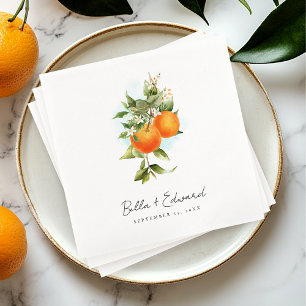 Serviette En Papier Mariage Botanique Orange Napkins