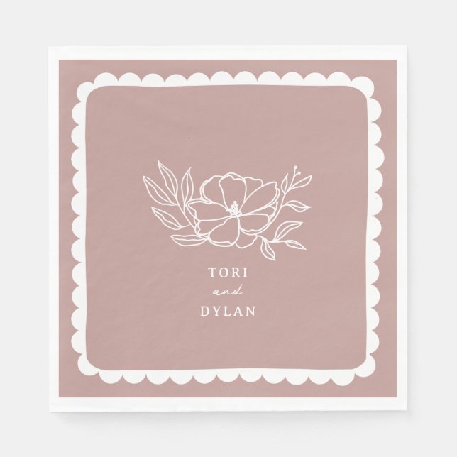 Serviette En Papier Mariage botanique rose floral (Devant)