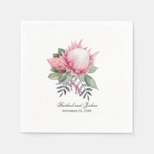 Serviette En Papier Mariage botanique rose King Protea