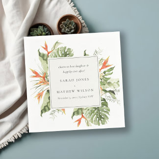 Serviette En Papier Mariage botanique vert orange tropical