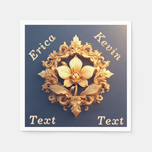 Serviette En Papier Mariage Botanique Vintage (Devant)