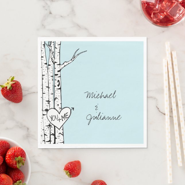 Serviette En Papier Mariage bouleau blanc ciel (En situation)