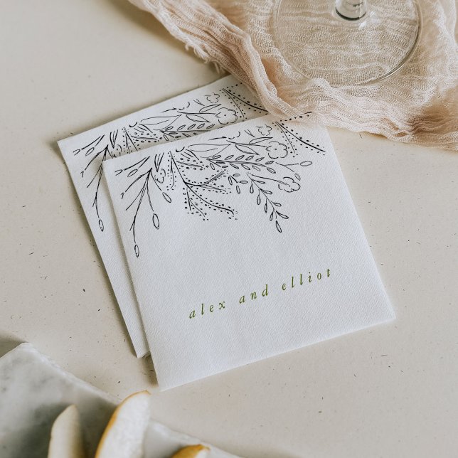 Serviette En Papier Mariage Bouquet débordant (Overflowing bouquet wedding paper napkins.)