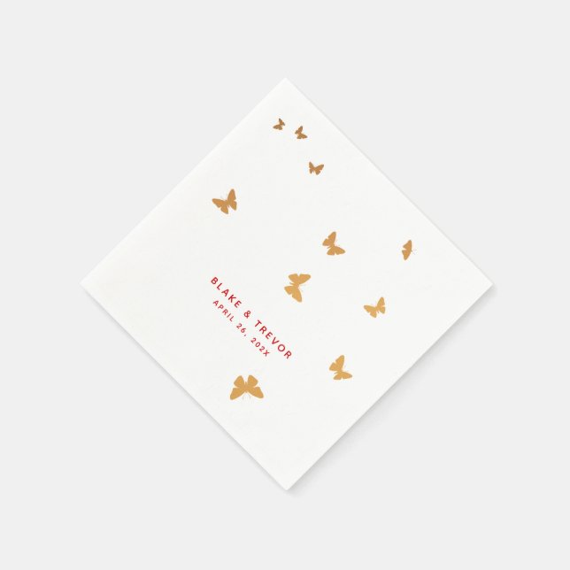 SERVIETTE EN PAPIER MARIAGE BOUTEILLES D'OR (Coin)