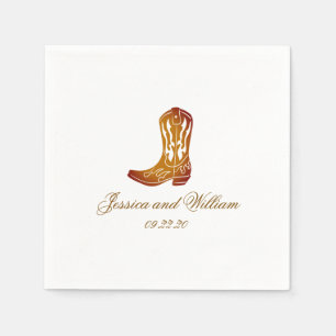 Serviette En Papier Mariage Brown foncé occidental classique