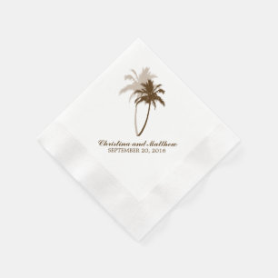 Serviette En Papier Mariage Brown Palm Trees Beach