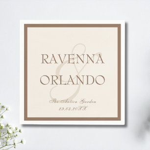 Serviette En Papier Mariage Brun Moka Ivoire Argent de Famille Intempo