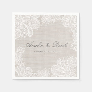 Serviette En Papier Mariage Burlap et Lace