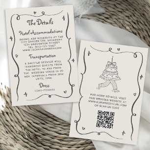 Serviette En Papier Mariage Cadre Ondulé Dessins à Main Fantaisistes