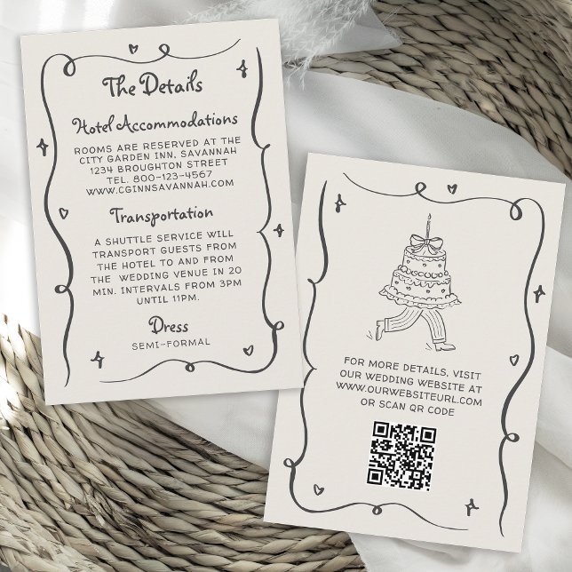 Serviette En Papier Mariage Cadre Ondulé Dessins à Main Fantaisistes (Créateur téléchargé)