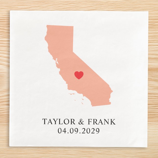 Serviette En Papier Mariage Californie pêche (Peach California Wedding Paper Dinner Napkins)