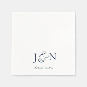 Serviette En Papier Mariage Calligraphie Classique Écriture Navy Bleu