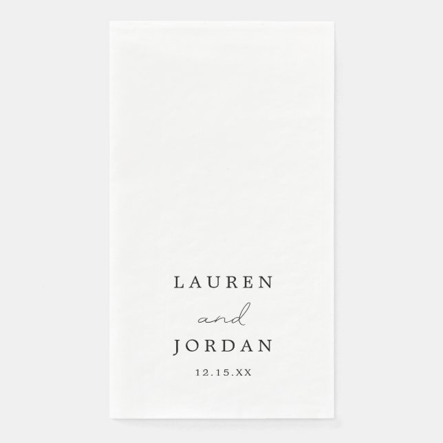 Serviette En Papier Mariage Calligraphié Élégant (Devant)
