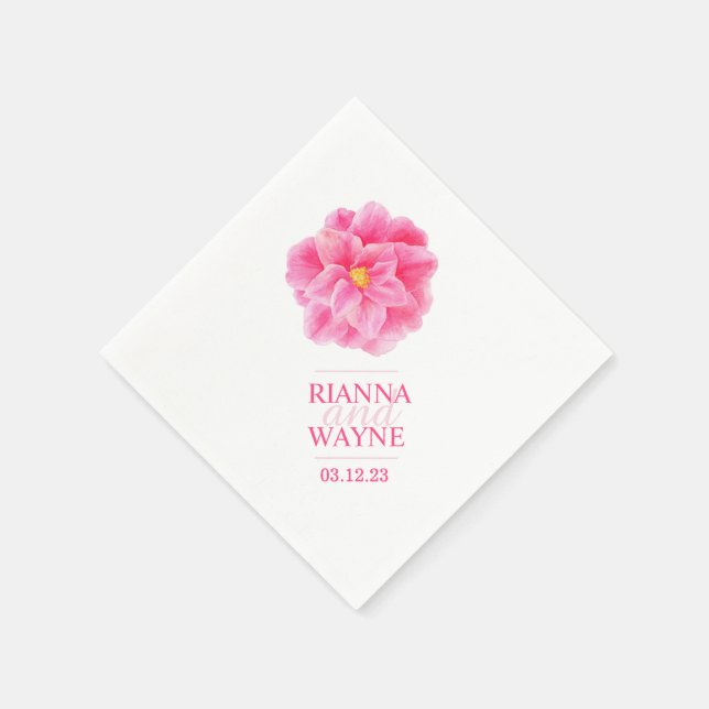 Serviette En Papier Mariage camélia rose blanche serviettes personnali (Coin)