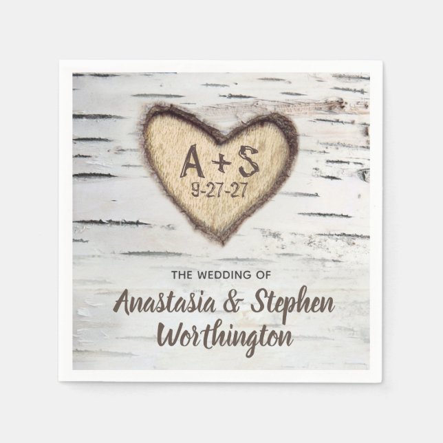 Serviette En Papier Mariage campagnard de Birch Bark Rustique serviett (Devant)