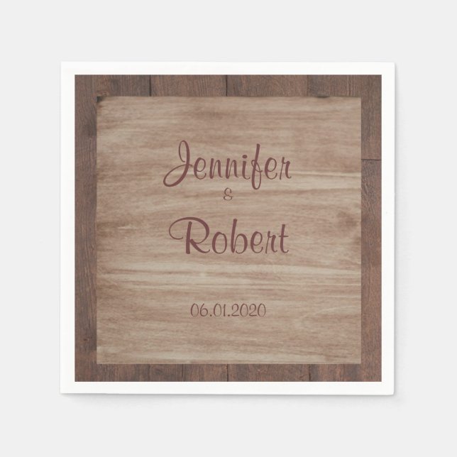 Serviette En Papier Mariage campagnard de bois et de bouleau (Devant)