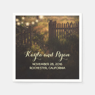 Serviette En Papier mariage campagnard de clôture rustique et feux à c