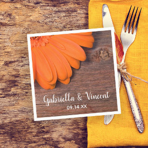 Serviette En Papier Mariage campagnard rustique en bois d'orange