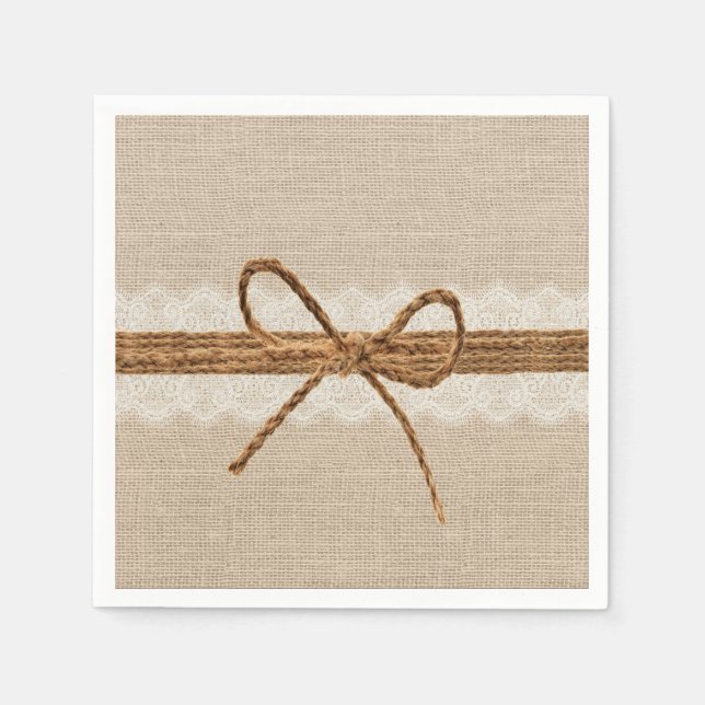Serviette En Papier Mariage campagnard Twine Burlap Rustique (Devant)