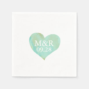 Serviette En Papier mariage cardiaque monogrammé