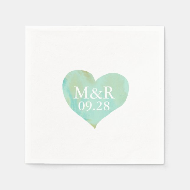 Serviette En Papier mariage cardiaque monogrammé (Devant)